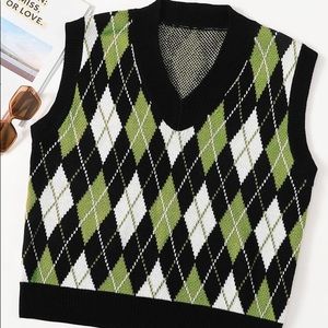 Plus Argyle Pattern Sweater Vest